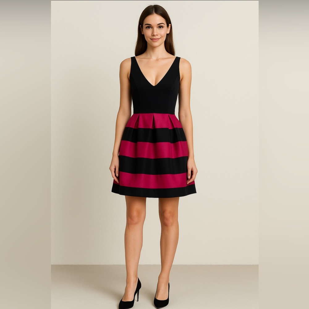 Xtaren Black and Pink Striped Mini Dress